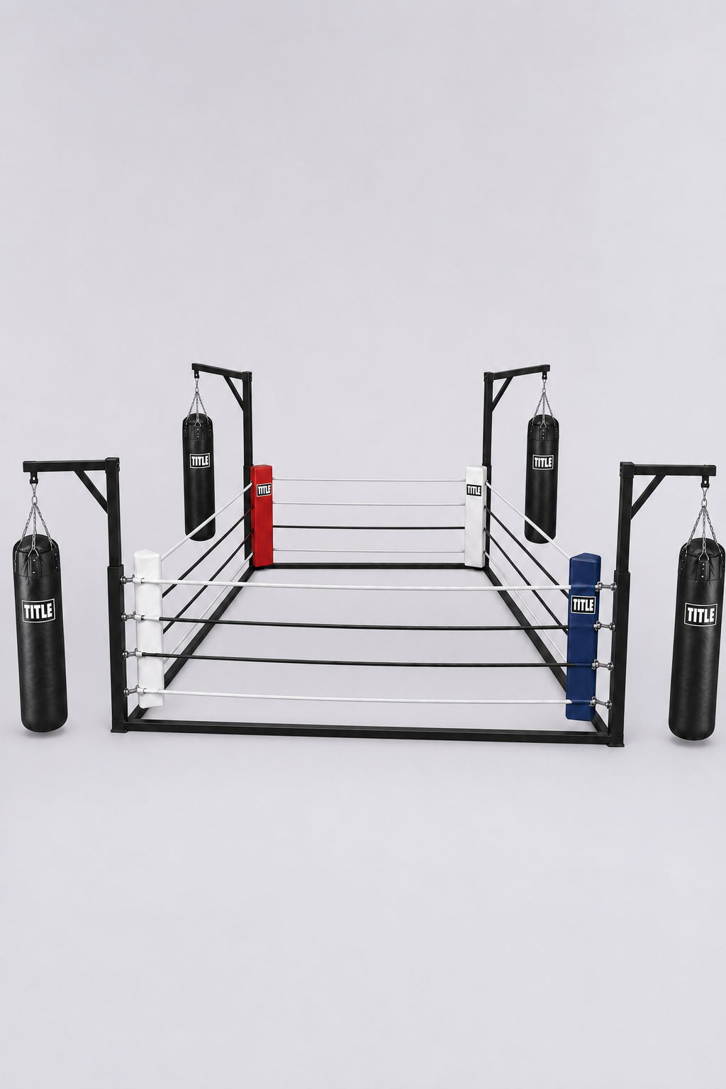 TITLE Freestanding Floor Level Boxing Ring: 5m, 4 Bag Stations