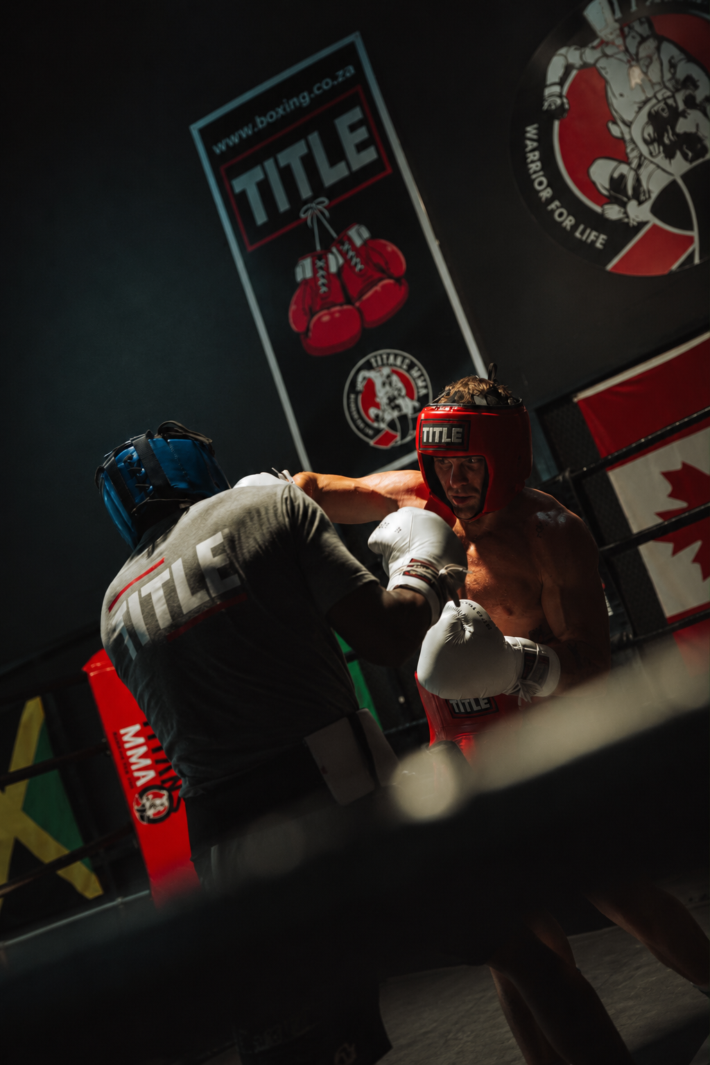 TITLE Open Face Competition Headgear: Red & Blue