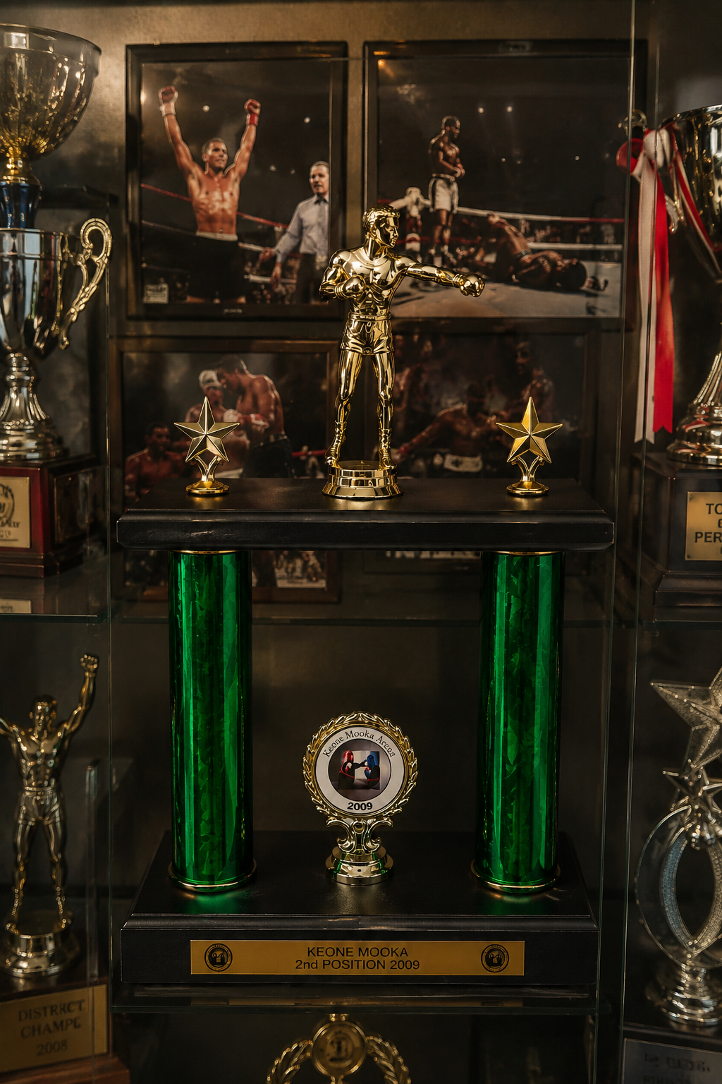 TITLE Boxing Trophy: Medium 2 Pillar, Inscribed to Order
