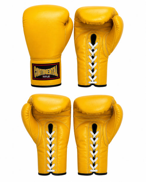 Title Continental Leather Sparring Gloves: MFG Tech - Yellow