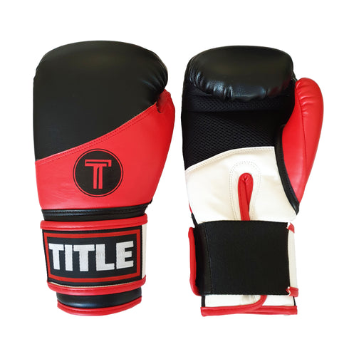 Title Junior Gloves: Powerhide - Red, Black and White - 6oz
