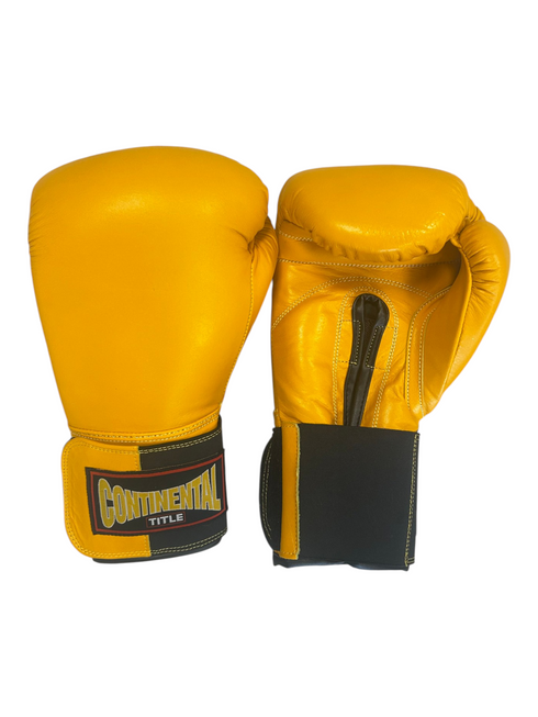 Title Continental Leather Sparring Gloves: MFG Tech - Yellow