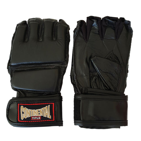 Title Exercise and Grappling Gloves: Leather - Black