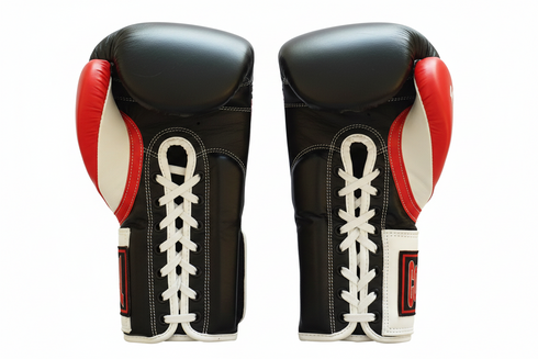 Title Continental Leather Sparring Gloves: MFG Tech - Black, Red and White