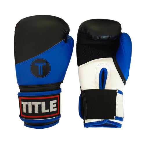 Title Impact Training Gloves: Powerhide - Royal Blue, Black and White