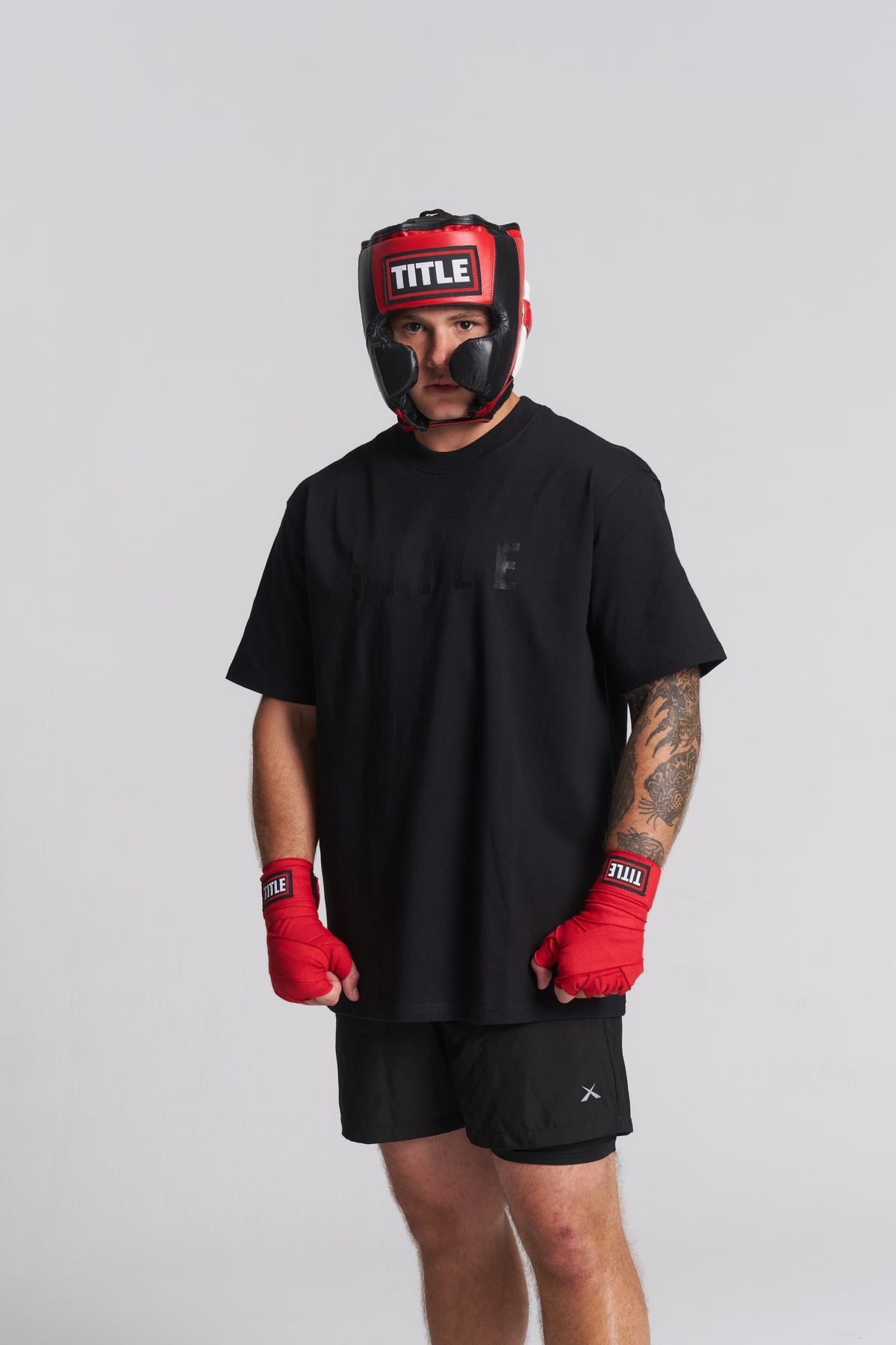 TITLE Leather Training Headgear: Cheek Protectors, Open Chin
