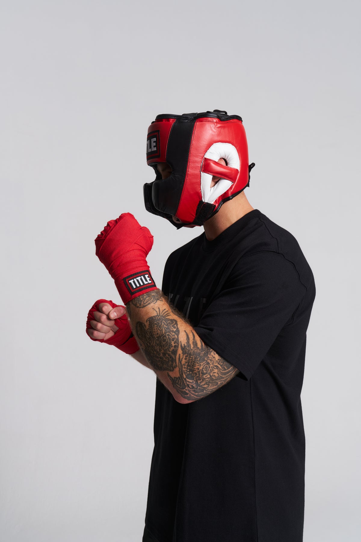 TITLE Leather Training Headgear: Cheek Protectors, Open Chin