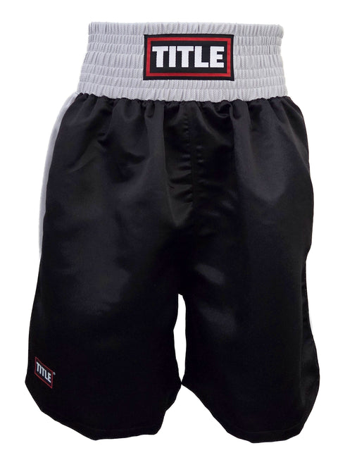 Title Boxing Trunks: Satin - Black