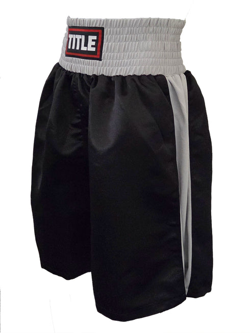 Title Boxing Trunks: Satin - Black
