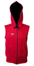 Title Sleeveless Hoodie: Red with Black Trim