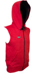 Title Sleeveless Hoodie: Red with Black Trim