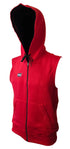 Title Sleeveless Hoodie: Red with Black Trim