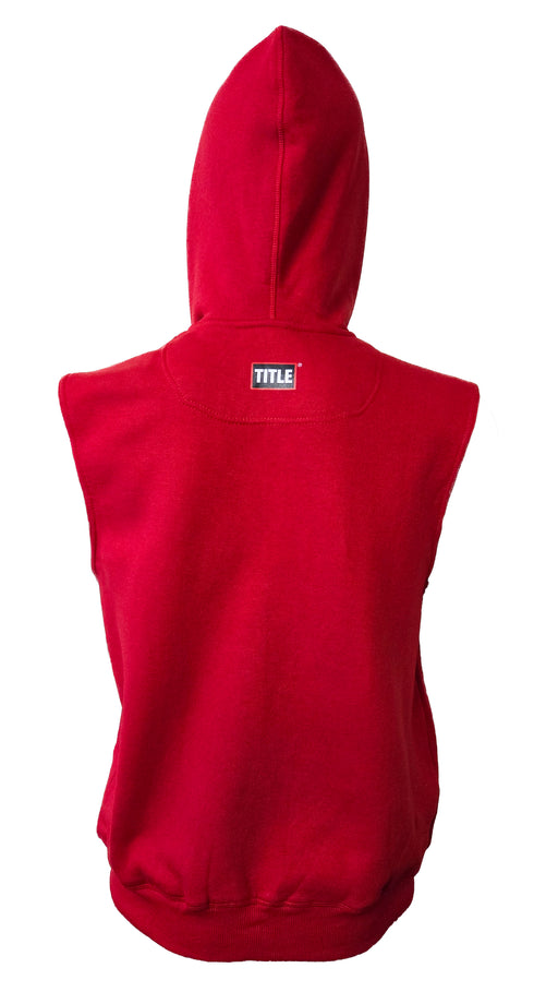 Title Sleeveless Hoodie: Red with Black Trim