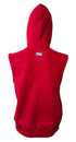 Title Sleeveless Hoodie: Red with Black Trim