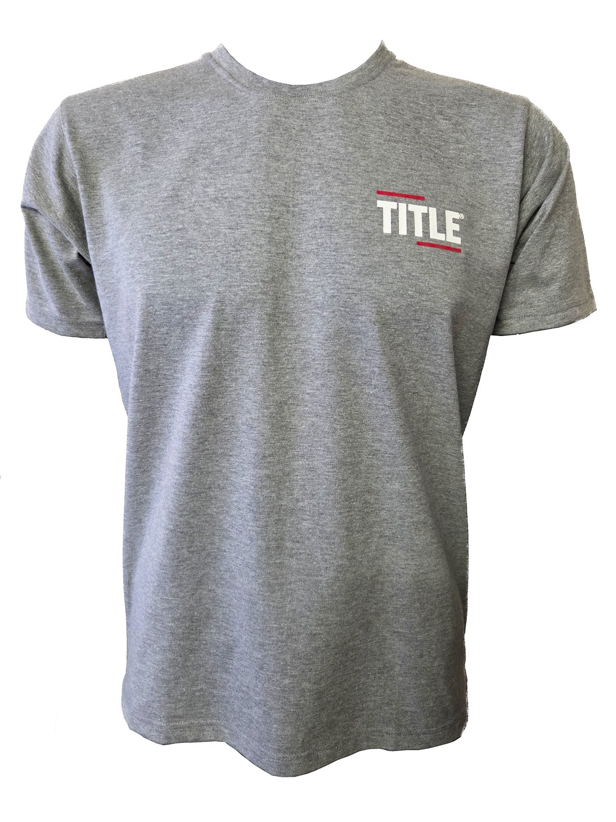 Grey TITLE poly-cotton boxing t-shirt, front view
