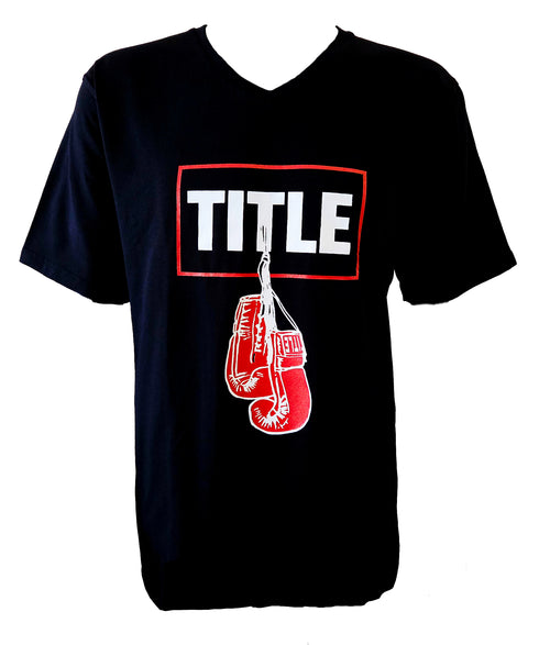 Title T-Shirt: Black With Gloves V Neck