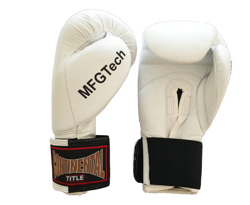 Title Continental Leather Sparring Gloves: MFG Tech - White