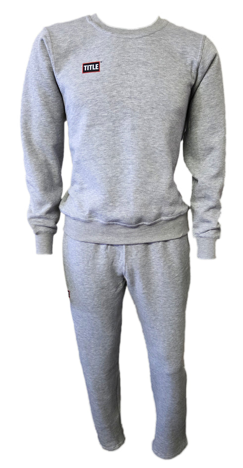 Title Tracksuit Fleece: Grey - Top and Pants Set