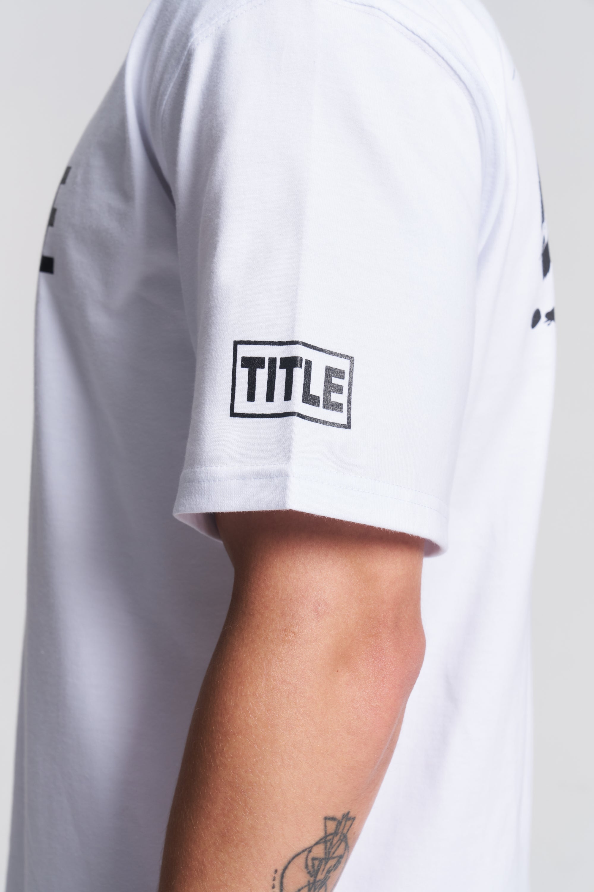 TITLE Boxing South Africa white oversized cotton t-shirt with black boxed logo on the sleeve
