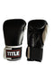 Title Leather Sparring Gloves: Black with White Thumb