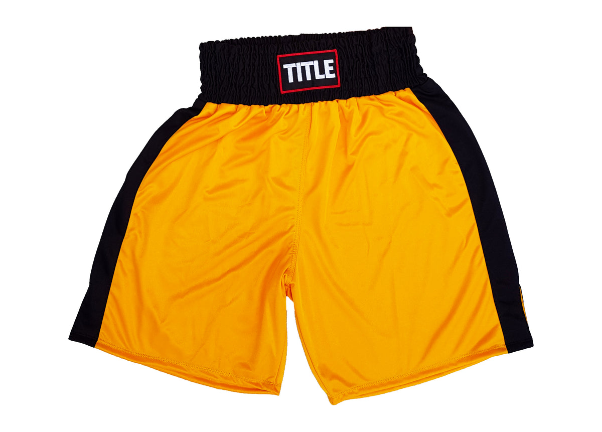 Title Boxing Trunks Super Sheen Black and Gold or Gold and Black TITLE Boxing South Africa