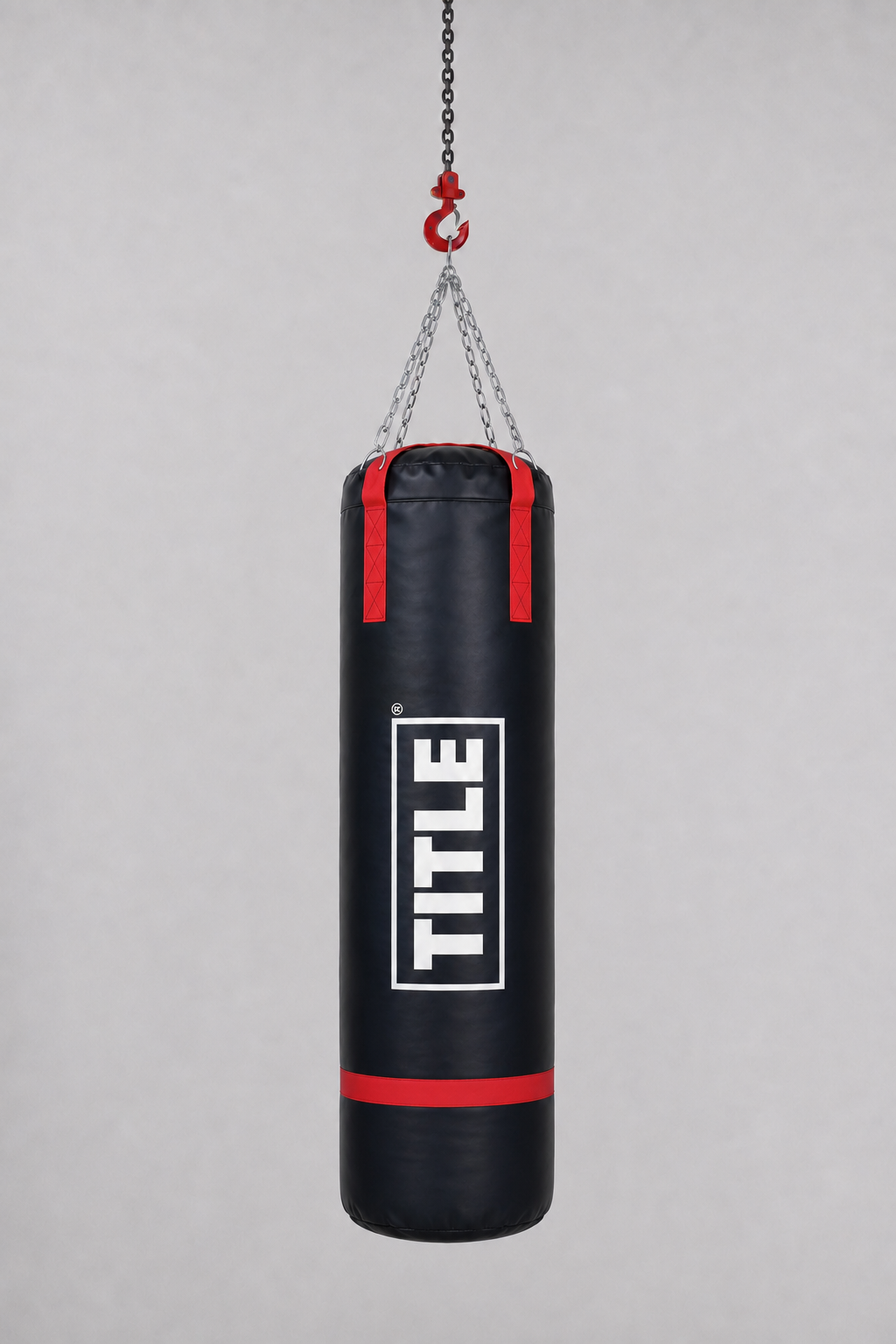TITLE Punching Bag: Black with Red Webbing