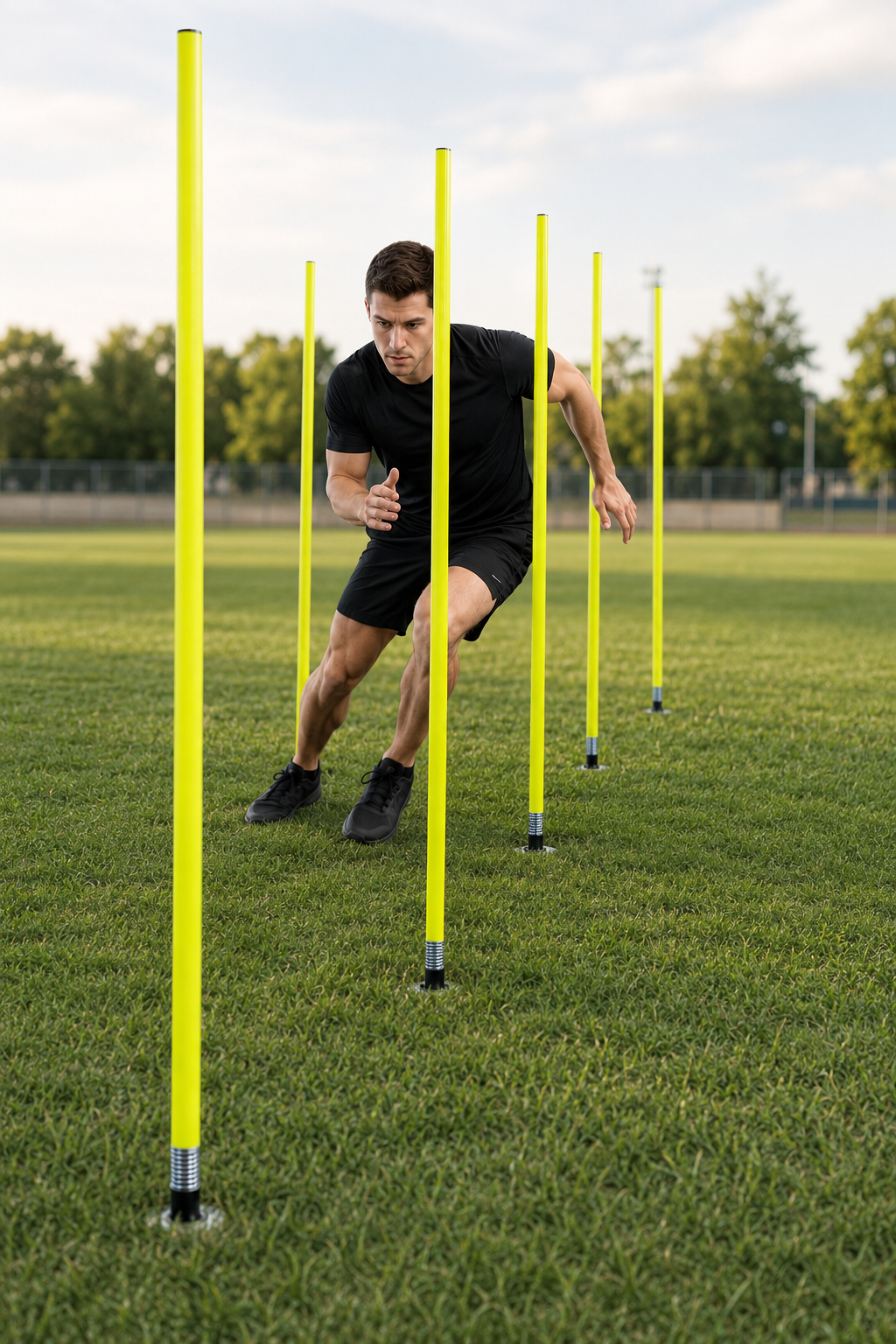 TITLE Agility Slalom Poles: Set of 10 with Spring-Back Base