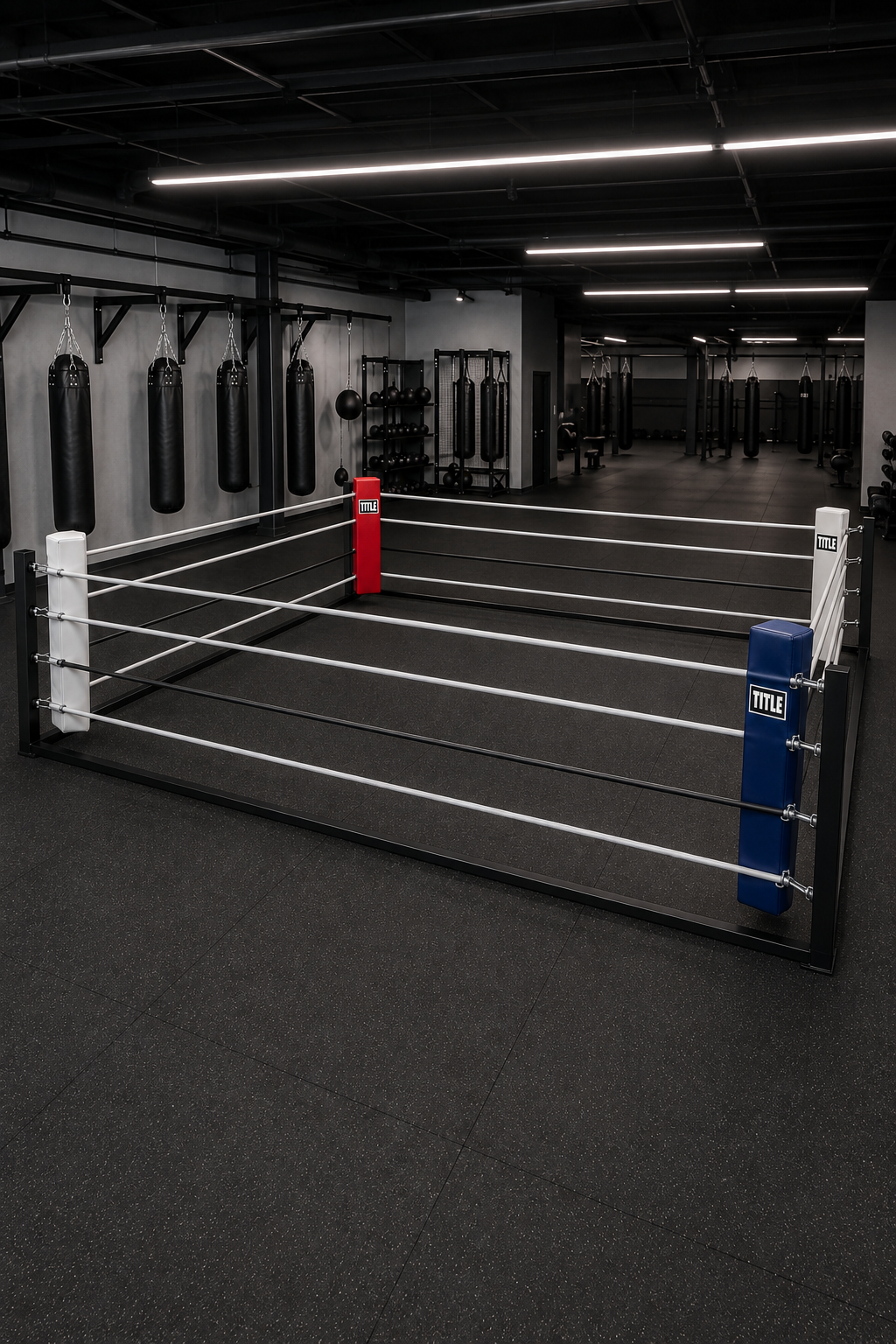 TITLE Freestanding Foldable Floor Level Training Boxing Ring: 4m