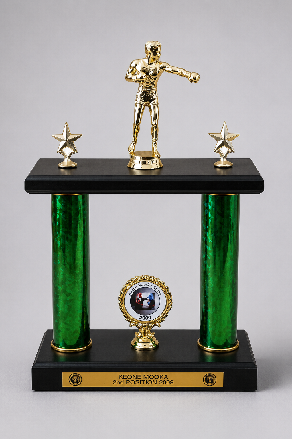 TITLE Boxing Trophy: Medium 2 Pillar, Inscribed to Order