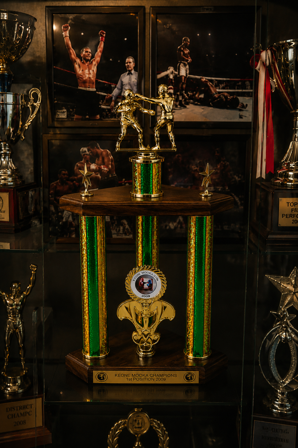 TITLE Boxing Trophy: Large 3 Pillar, Inscribed to Order