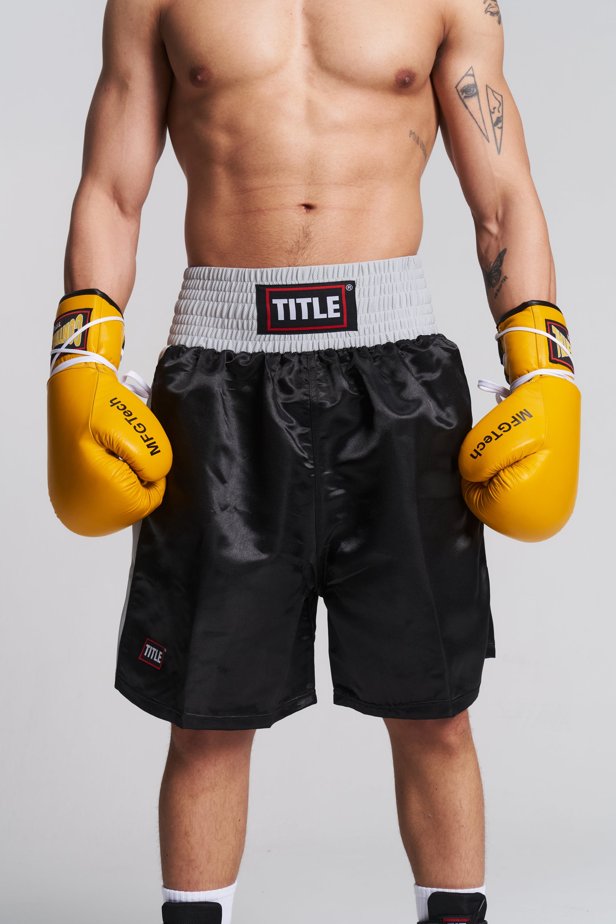 TITLE Competition Boxing Trunks: Satin, Three Colours