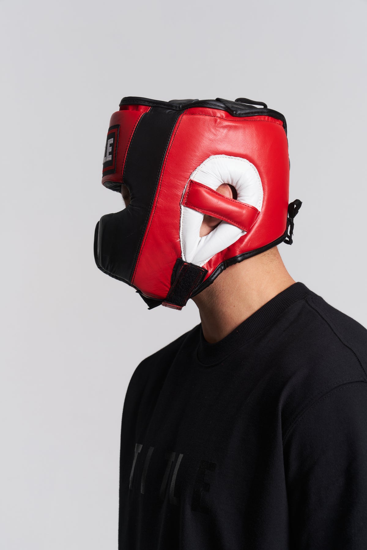 TITLE Leather Training Headgear: Cheek Protectors, Open Chin