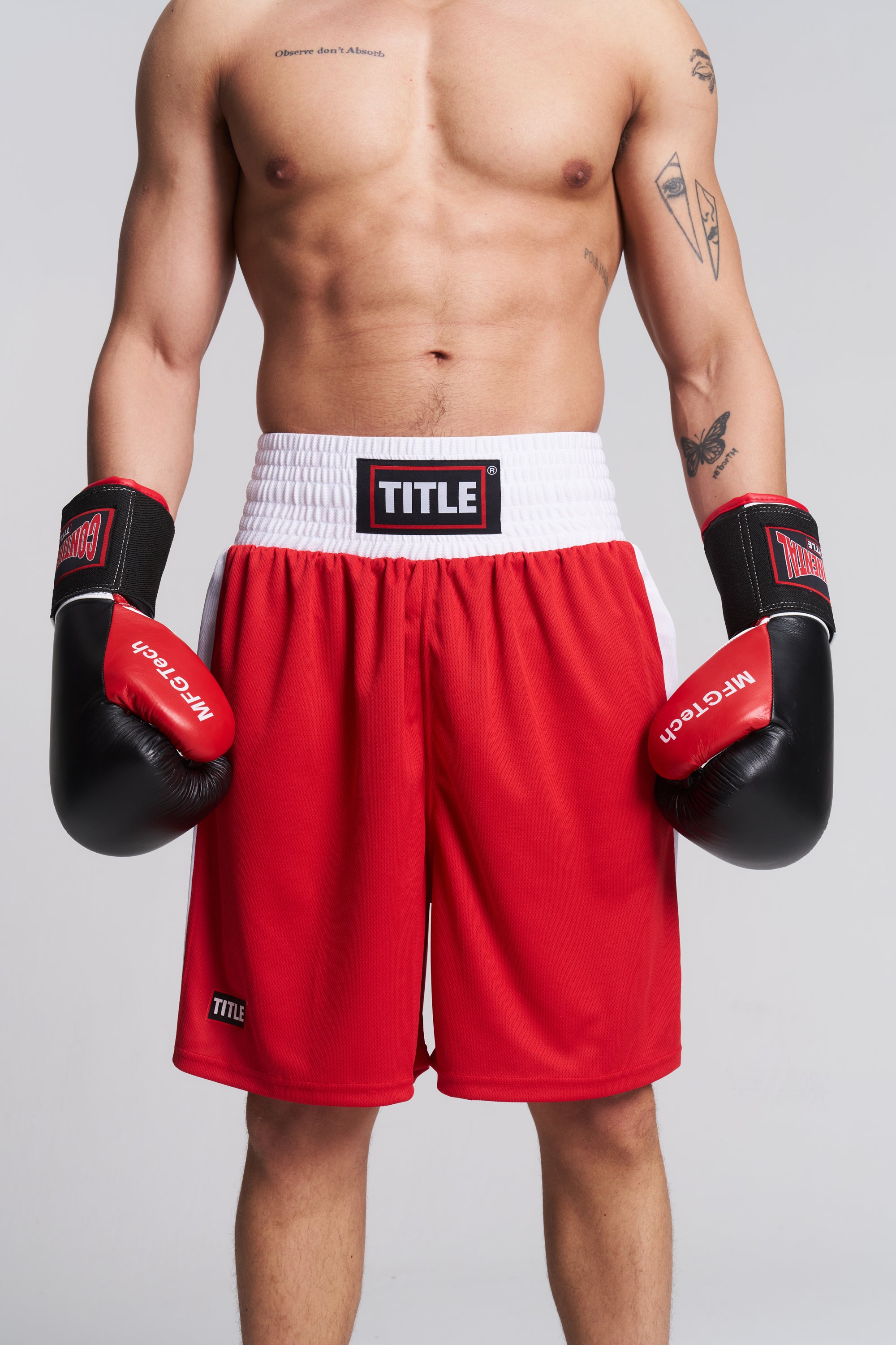 TITLE Boxing Trunks: Air Mesh, Red, Black or Blue