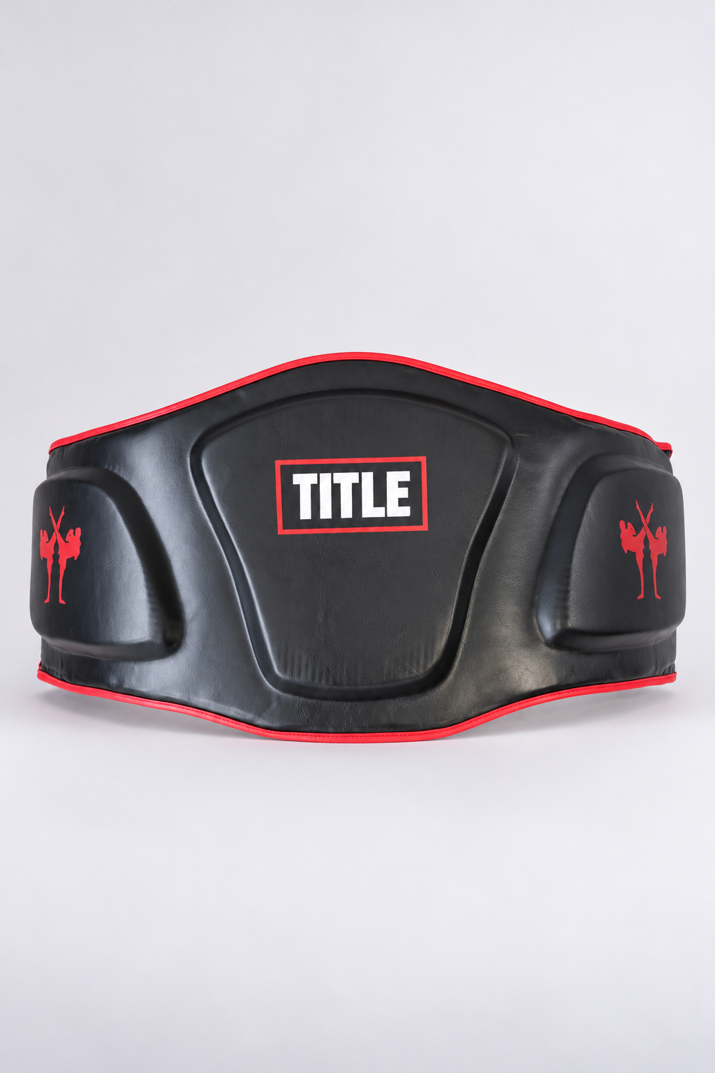 TITLE black and red coaching belly pad showing the TITLE box logo on the moulded strike panel