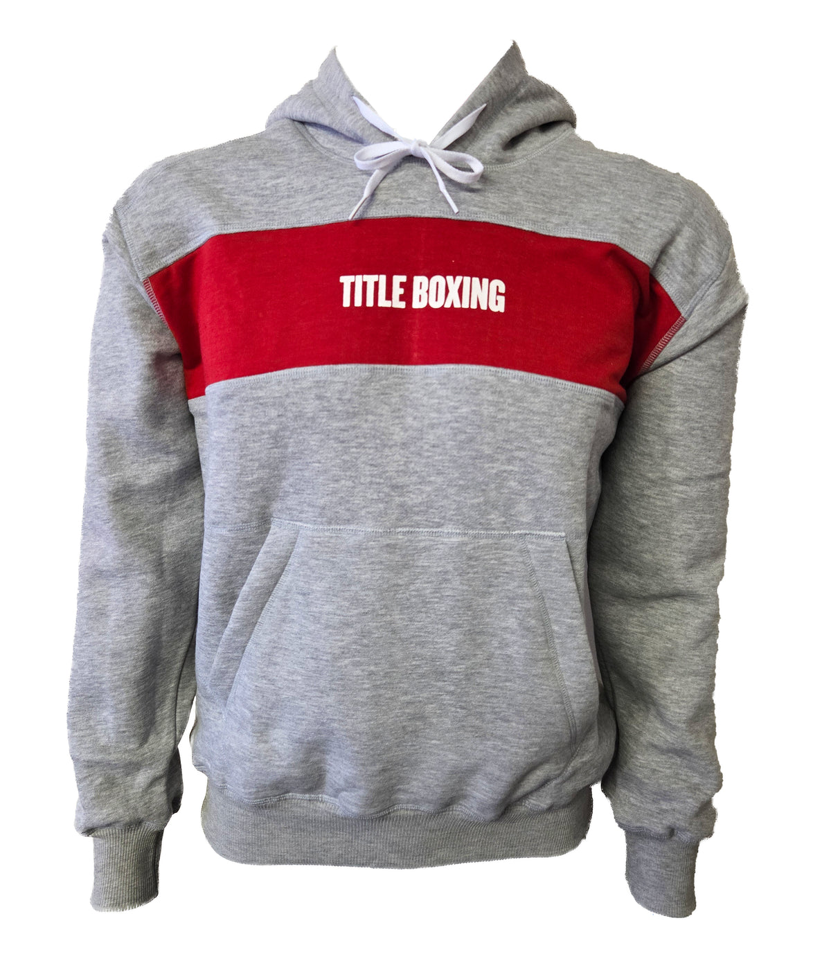 TITLE Boxing Hoodie: Black or Grey with Red Trim