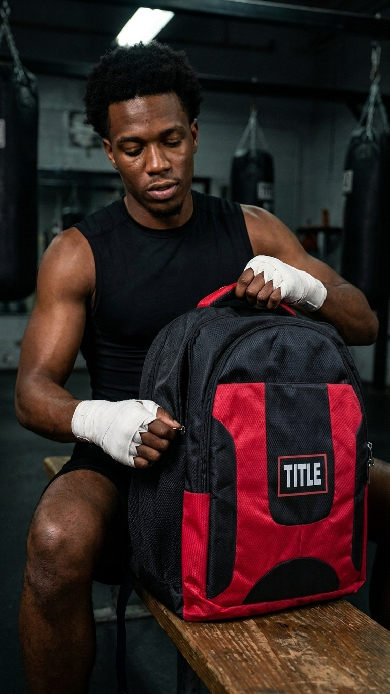 TITLE Gym Backpack: Black and Red, Multi-Pocket