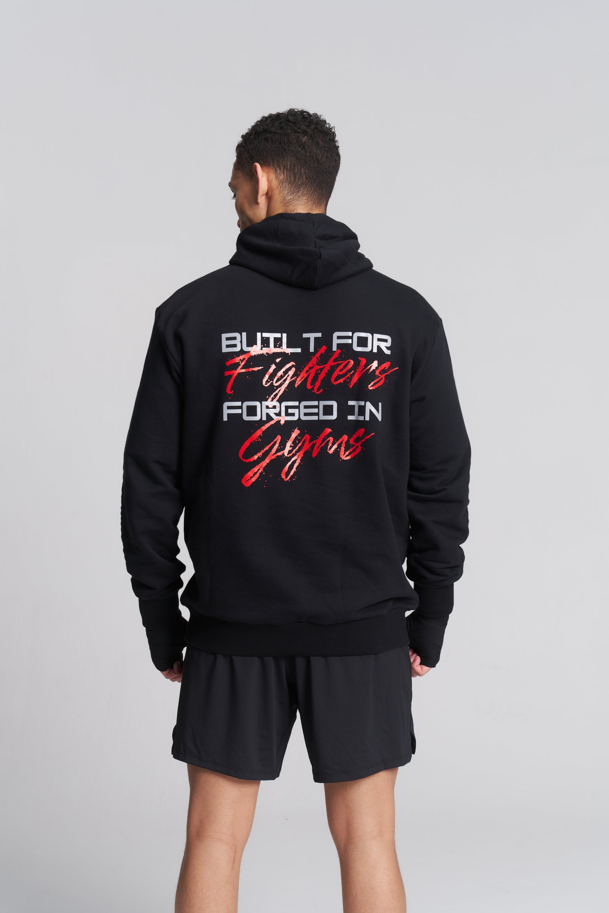 TITLE Boxing South Africa black heavyweight cotton hoodie featuring a grey and red back graphic print