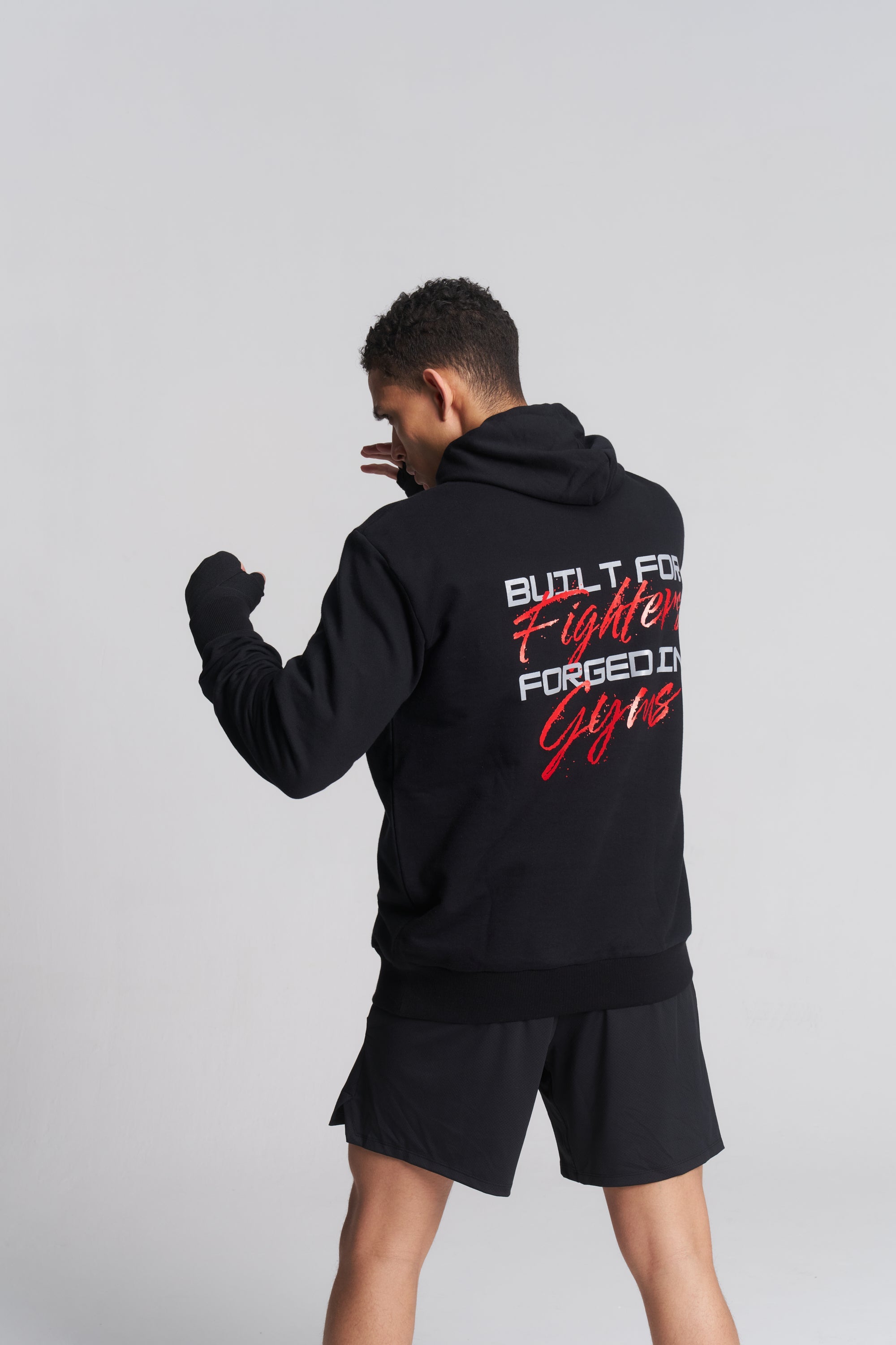 TITLE Boxing South Africa heavyweight black cotton hoodie with Built For Fighters Forged In Gyms back graphic