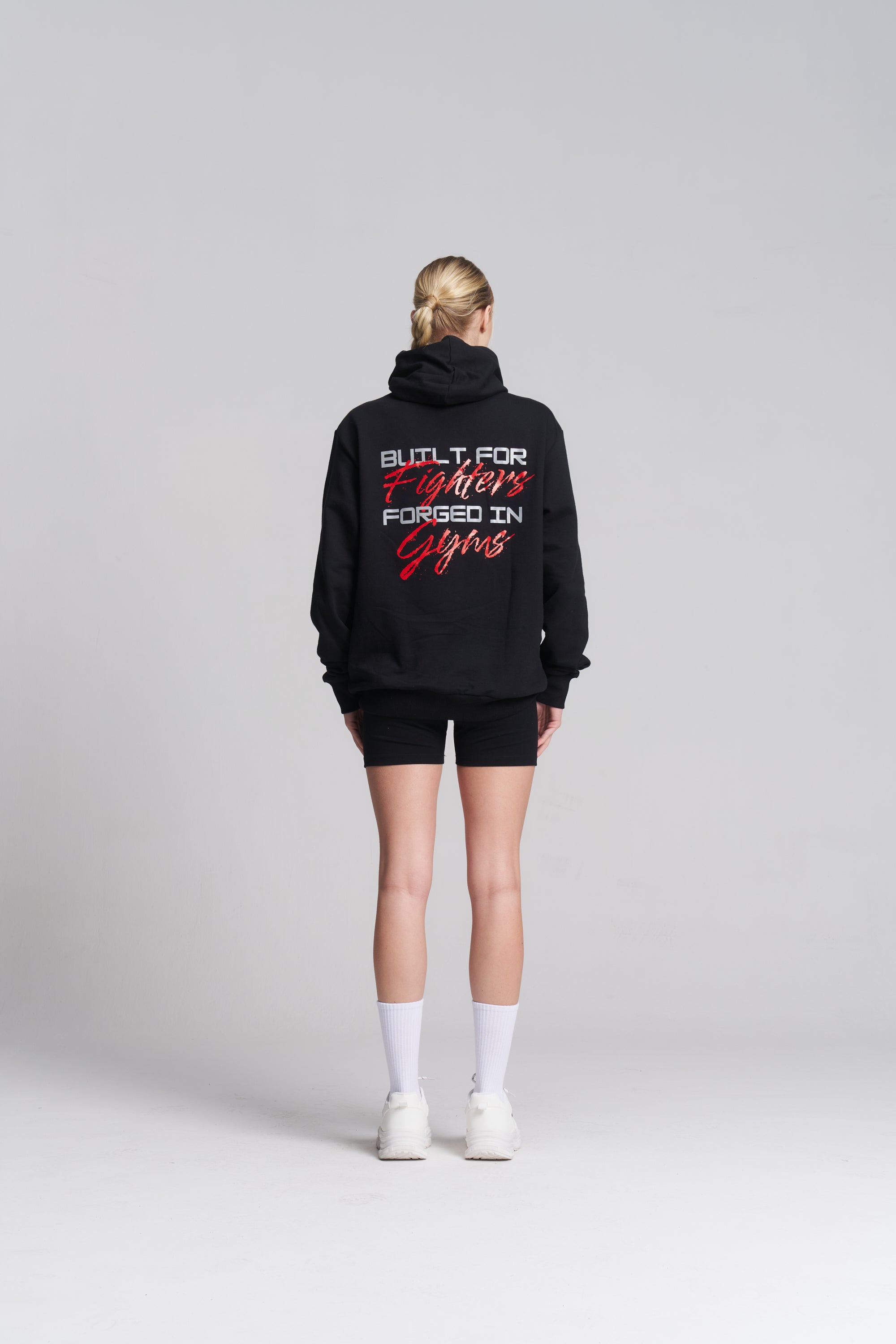 TITLE Boxing South Africa black heavyweight cotton hoodie with Built For Fighters Forged In Gyms back graphic