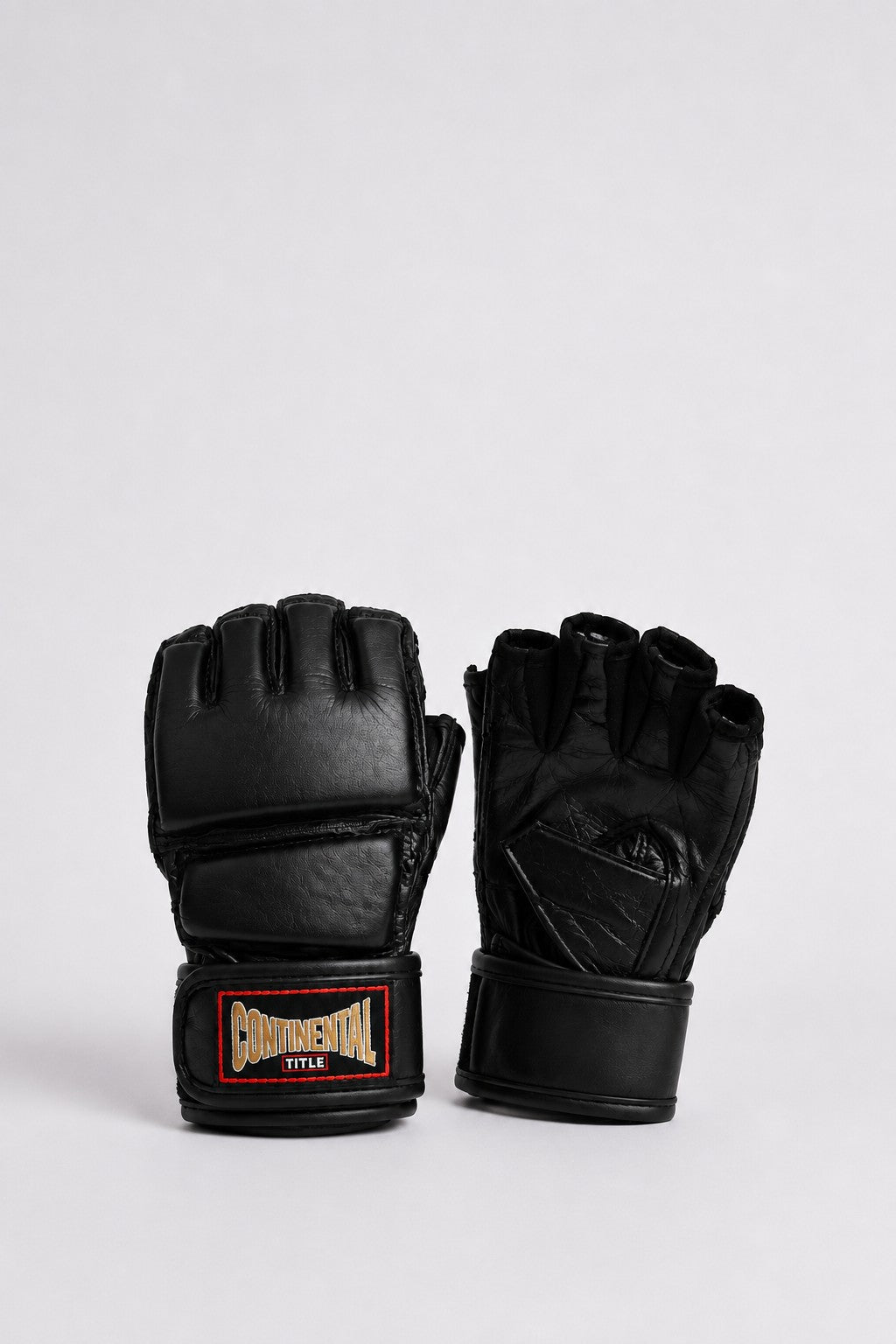 TITLE Boxing South Africa black genuine leather MMA grappling gloves with open fingers for grip and striking